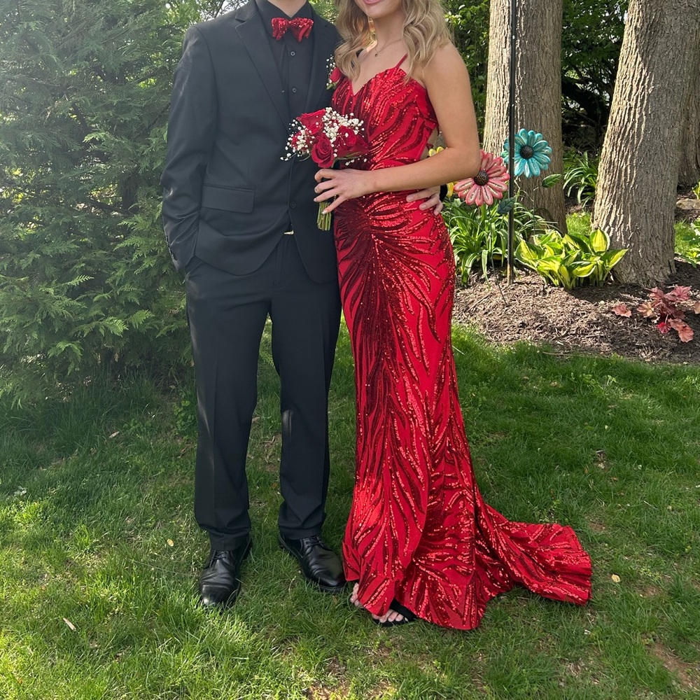Elegant Red Sequin Gown